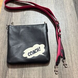Coach Black Crossbody Bag with Pink Strap